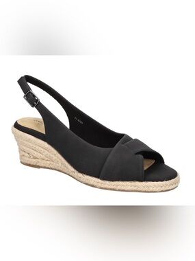 EASY STREET Devlin Espadrille Wedge Slingback Sandals, NWOB, Sz. 6M